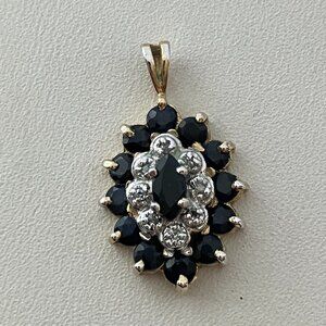 Real Diamonds and Sapphires 925 Sterling Silver Gold plated pendant.